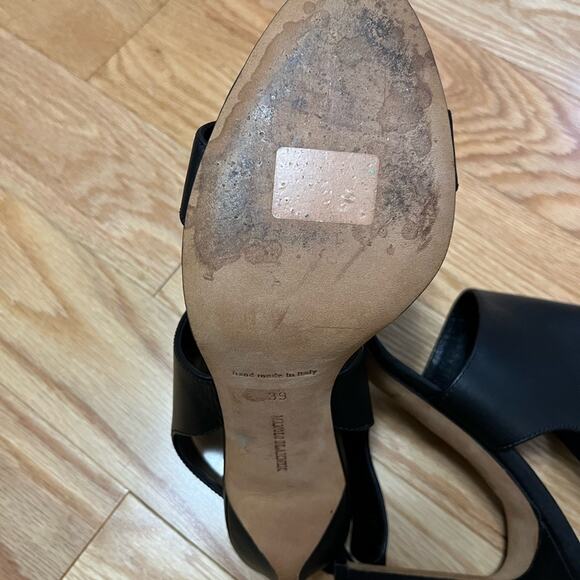 Manolo Blahnik Black Sling Back Sandals Size 39 - Picture 9 of 16